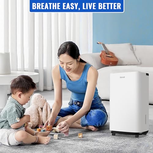 WANAI 30 Pints Dehumidifier for Basements with Drain Hose, 2500 Sq.Ft Dehumidifiers Auto Drain or Manual Drainage
