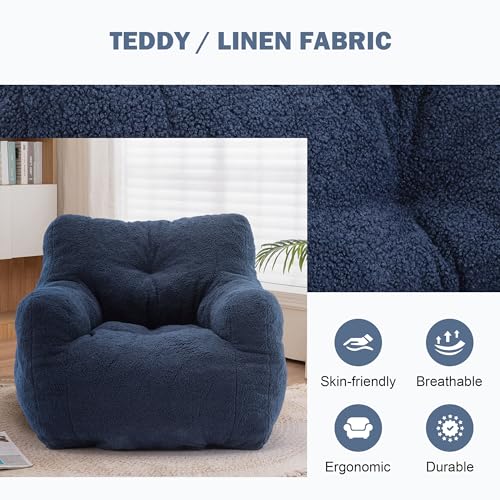INMOZATA 3FT Bean Bag Chair for Adult Teens Kids(with Filler) Furniture - Soft Teddy Fabric Lazy Sofa Chair