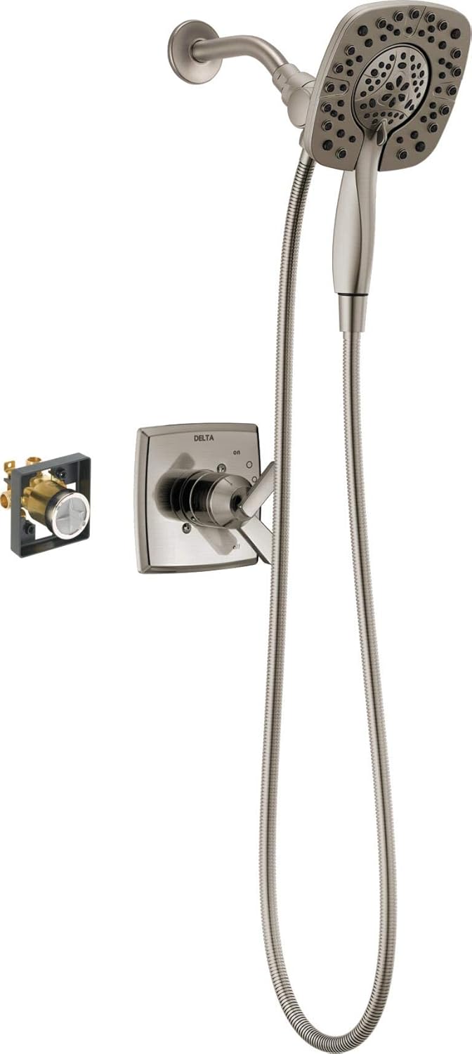 DELTA Ashlyn 17 Series Dual-Function Shower Trim Kit with 2-Spray Touch-Clean In2ition 2-in-1 Hand Held Shower Head with Hose