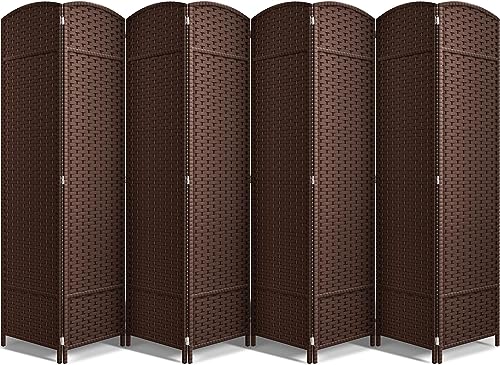 Sorbus 8-Panel Black Room Divider with Double Hinged Panels, 6 ft Tall Folding Privacy Screen