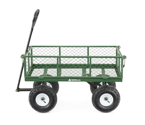 Gorilla Carts Steel Utility Wagon w/ Removable Side Panels, 1000 lb Capacity, Gray