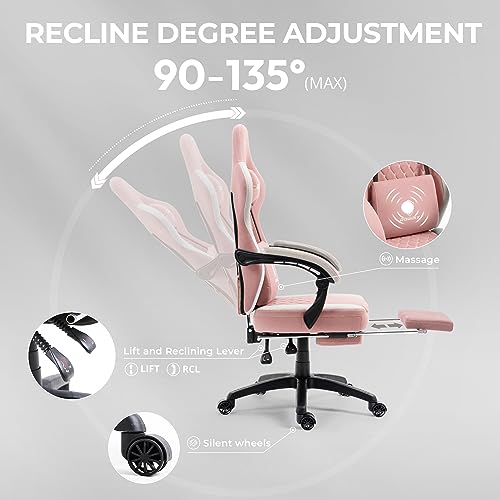 Dowinx Gaming Chair Breathable Fabric Computer Chair with Pocket Spring Cushion, Comfortable Office Chair with Gel Pad and Storage Bag