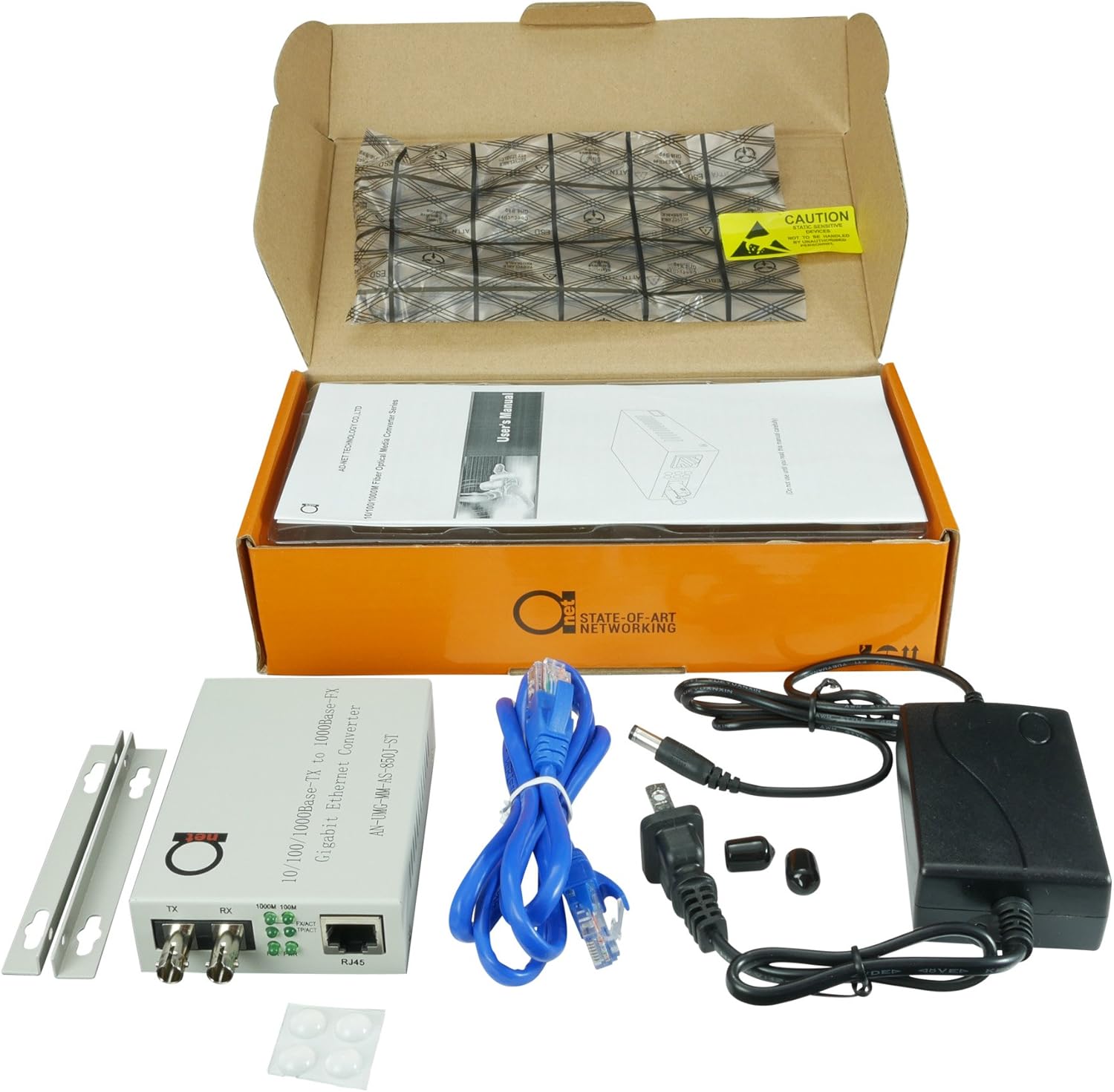Multimode ST Gigabit Fiber Media Converter - Built-in ST Fiber Module 550 m (0.34 Miles) 850 nm
