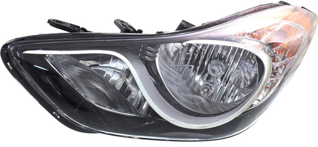 CarLights360: Fits 2011 2012 2013 Hyundai Elantra Headlight Assembly Passenger Side w/Bulbs Black Housing CAPA Certified For HY2503161