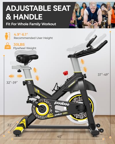 pooboo Exercise Bike, Adjustable Magnetic/Brake Pad Resistance Silent Belt Drive, Indoor Cycling Bike for Home Cardio