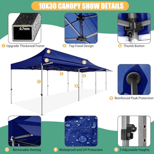 COBIZI 10x10 Pop Up Canopy Tent with Awning