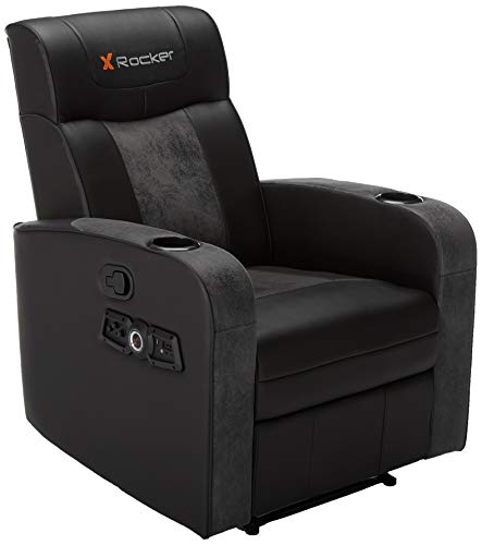 X Rocker Gamma Recliner Gaming Chair, 2.1 Bluetooth Audio System, Headrest Mounted Speakers, Built-in Footrest and Cupholder, 718001