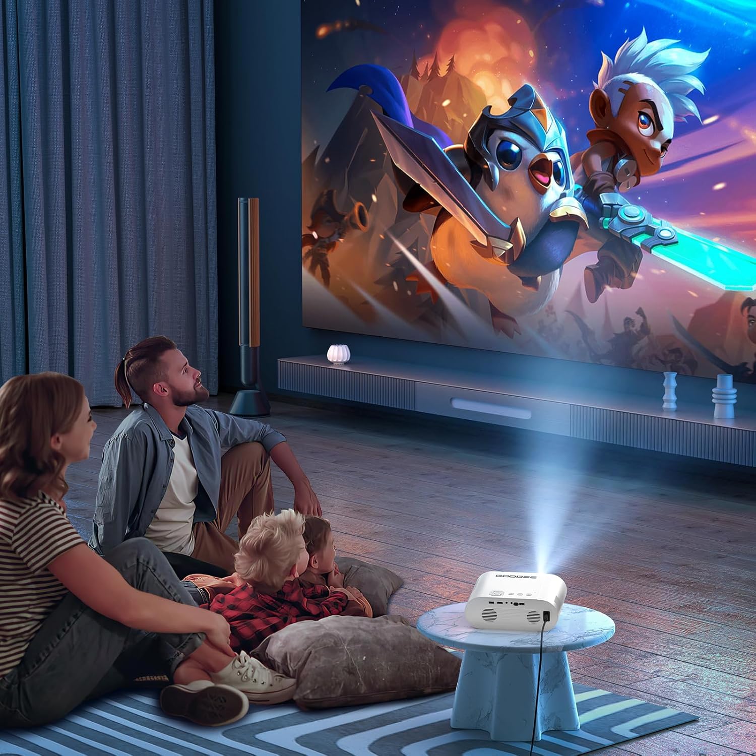 4K Projector, GooDee Projector with WiFi and Bluetooth, Mini Projector with Auto Keystone and Remote Focus