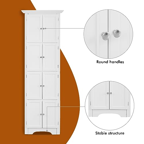 72" Tall Corner Cabinet, Corner Storage Cabinet with Doors and 4 Shelves