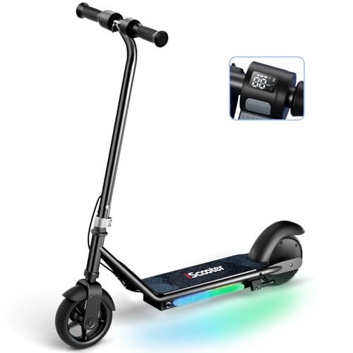 iScooter IK3/IK3Pro Electric Scooter for Kids Ages 6-12, 150W Motor, LED Display, 3 speeds Adjustable,3 Adjustable Heights(IK3Pro),Colorful Lights