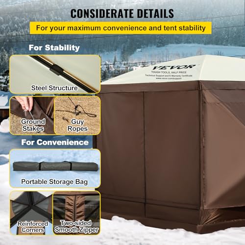 VEVOR Pop Up Gazebo Screen Tent, Pop-Up Instant Gazebo Tents with Mosquito Netting Outdoor Canopy