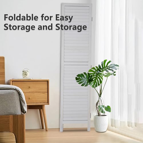 Room Divider 6 Panel Wood Privacy Screen Folding Partition Wall Room Dividers Freestanding White 5.57 FT Tall Divider for Room Separation