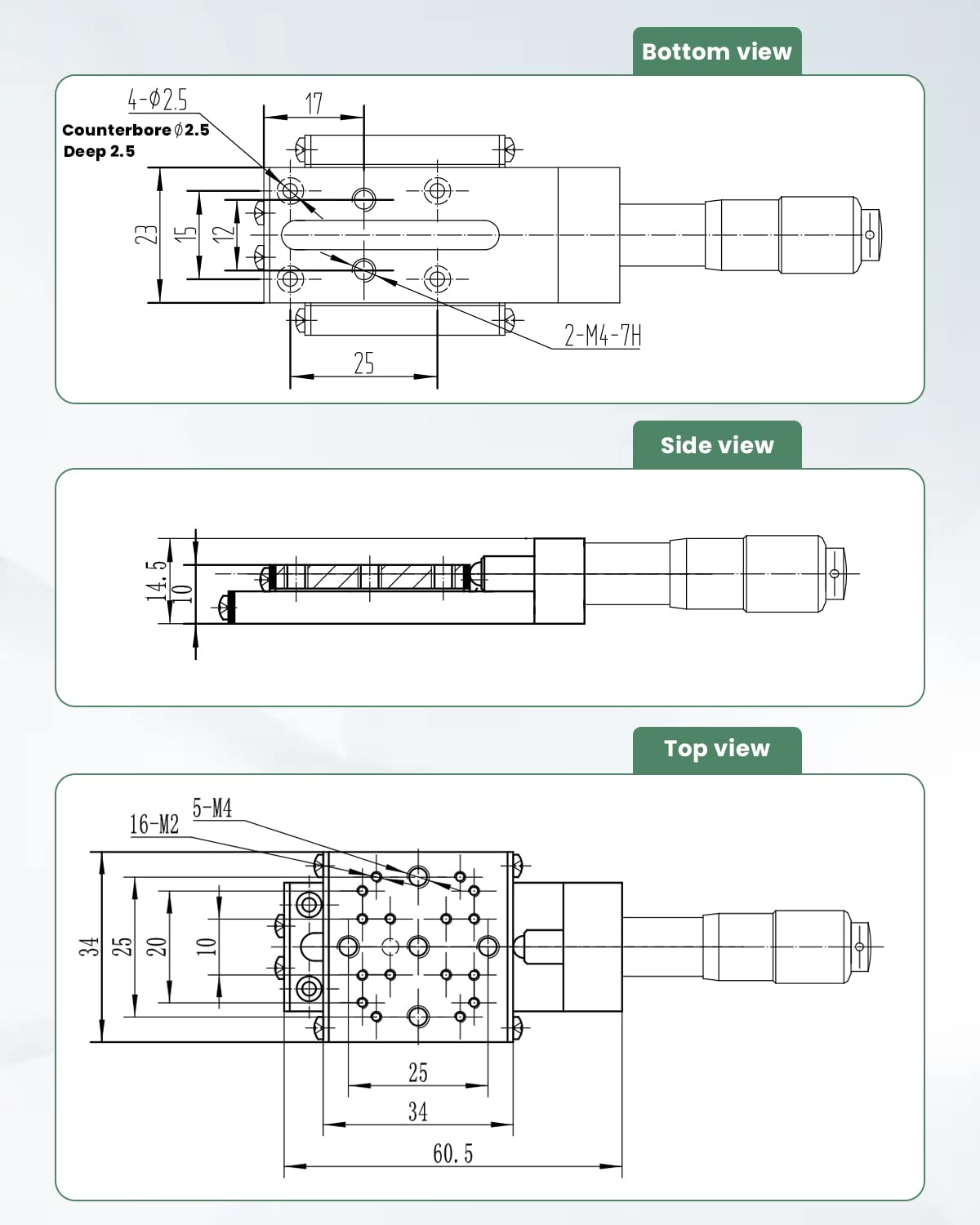 Huanyu X Axis Micrometer Translation Stage X Linear Stage Precision Displacement Table Station Optical Sliding Table 13mm Travel Trimming Bearing