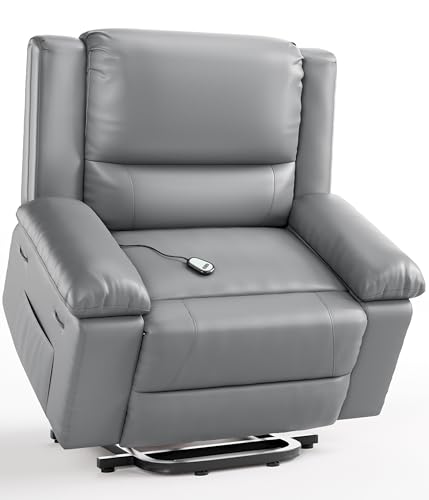 GarveeHome Power Lift Recliner Chair - Heat and Massage, Faux PU Electric Lift Recliner for Elderly & Mobility Impaired, Adjustable Back and Legs