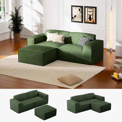 Marsail 142" Oversized Deep U Shaped Modular Sofa, Corduroy Cloud Couches with Deep Seats and High-Back Design