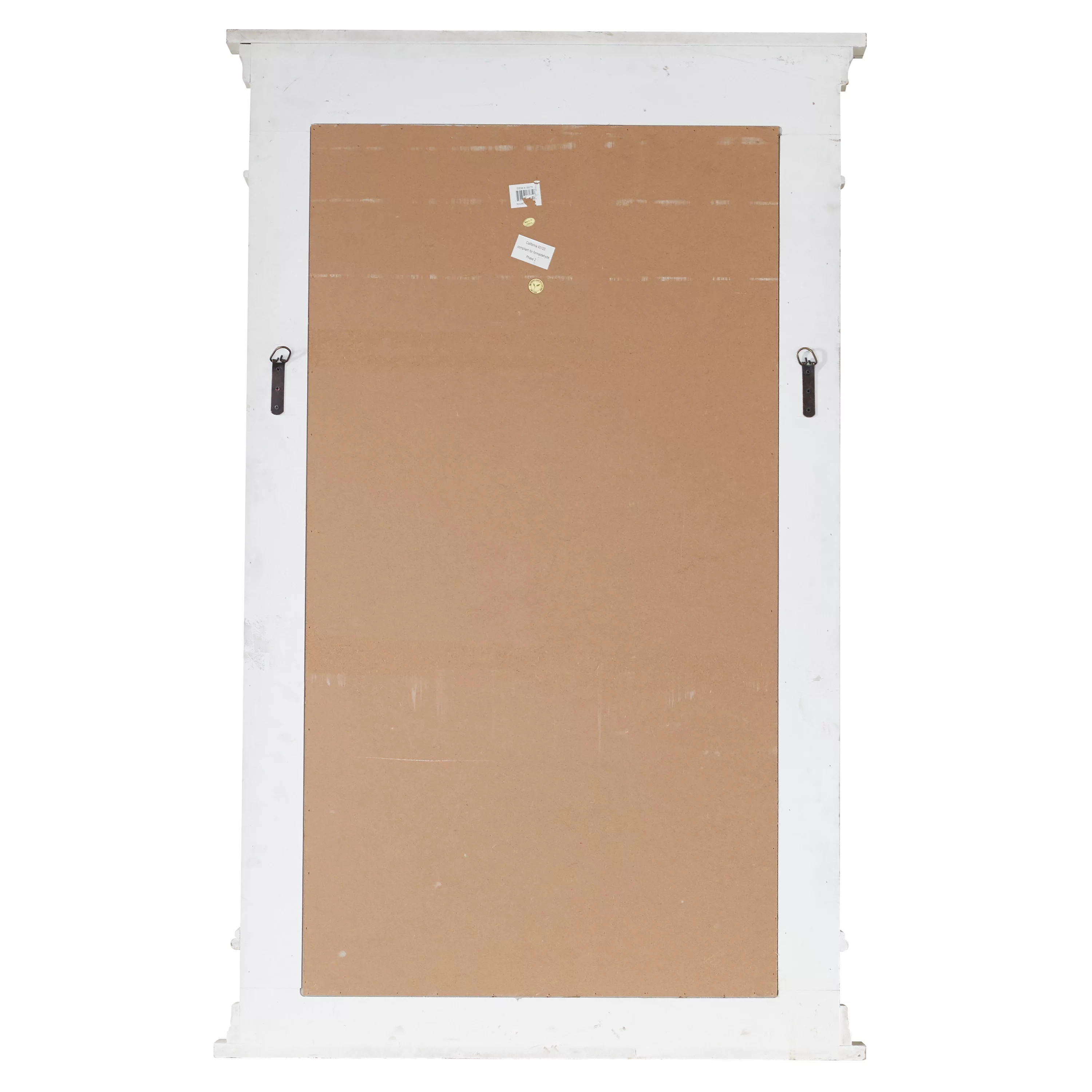 DecMode 37" x 52" Cream Window Pane Inspired Wall Mirror with Arched Top and Distressing