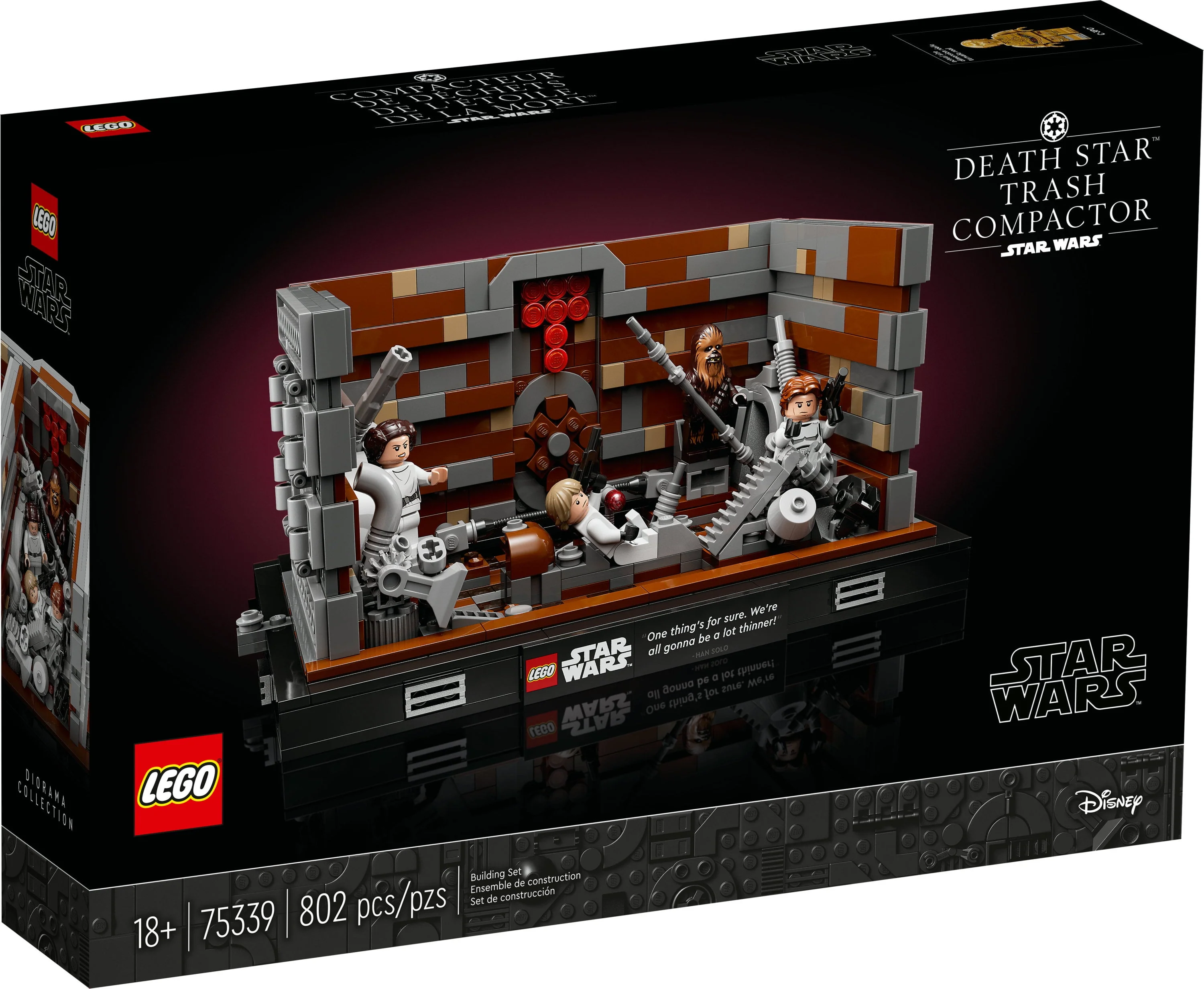 LEGO Star Wars Death Star Trash Compactor Diorama Series 75339 Adult Building Set with 6 Star Wars Figures including Princess Leia, Chewbacca & R2-D2
