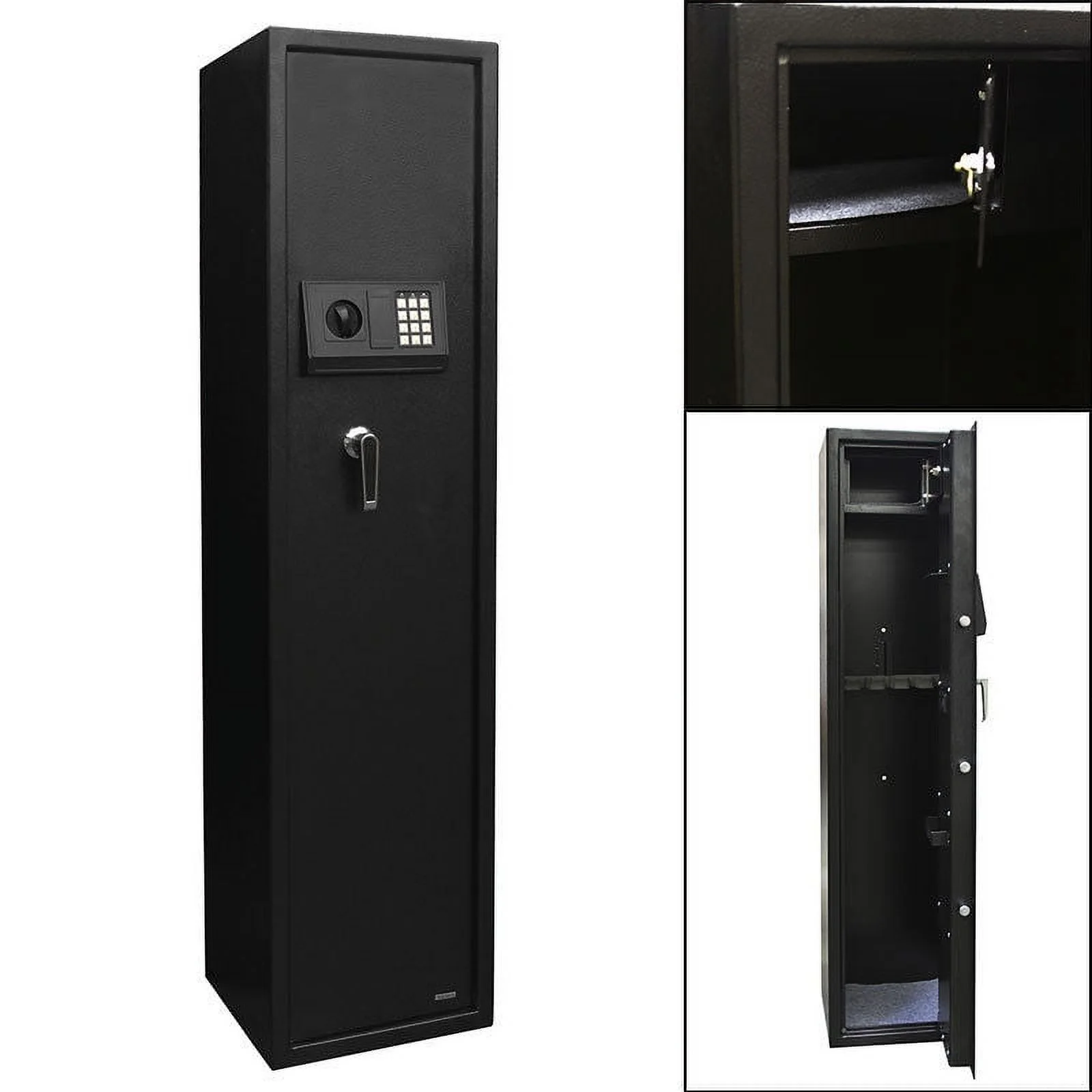 Seizeen Gun Safe Cabinet, Digital Keypad Safe Storage for 5 Rifles, Anti-Static Long Pistol Safe with Top Box, Thickened Large Gun Storage for Indoor