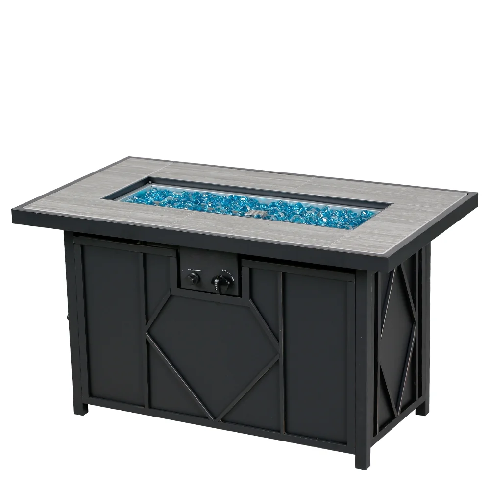 BALI OUTDOORS 42 in. 60,000BTU Fire Pit Propane Gas Fire Pit Table Rectangular Tabletop