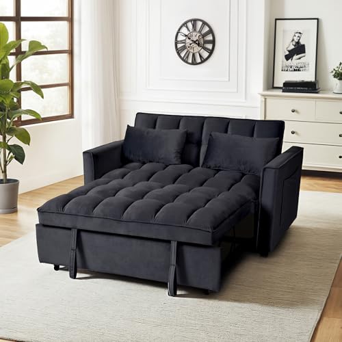 FLEXISPOT XCT4 Convertible Sofa Bed, 3-in-1 Loveseat Sofa Couch with Adjustable Backrest, Pull Out Couch with 2 Pillows & 2 Side Pockets