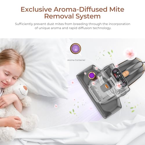 T600 Bed Vacuum Cleaner with UV-C Light, 15Kpa Suction 700W Powerful Double Cup Handheld Vacuums, Mattress Vacuum Cleaner with Smart Dust Sensor