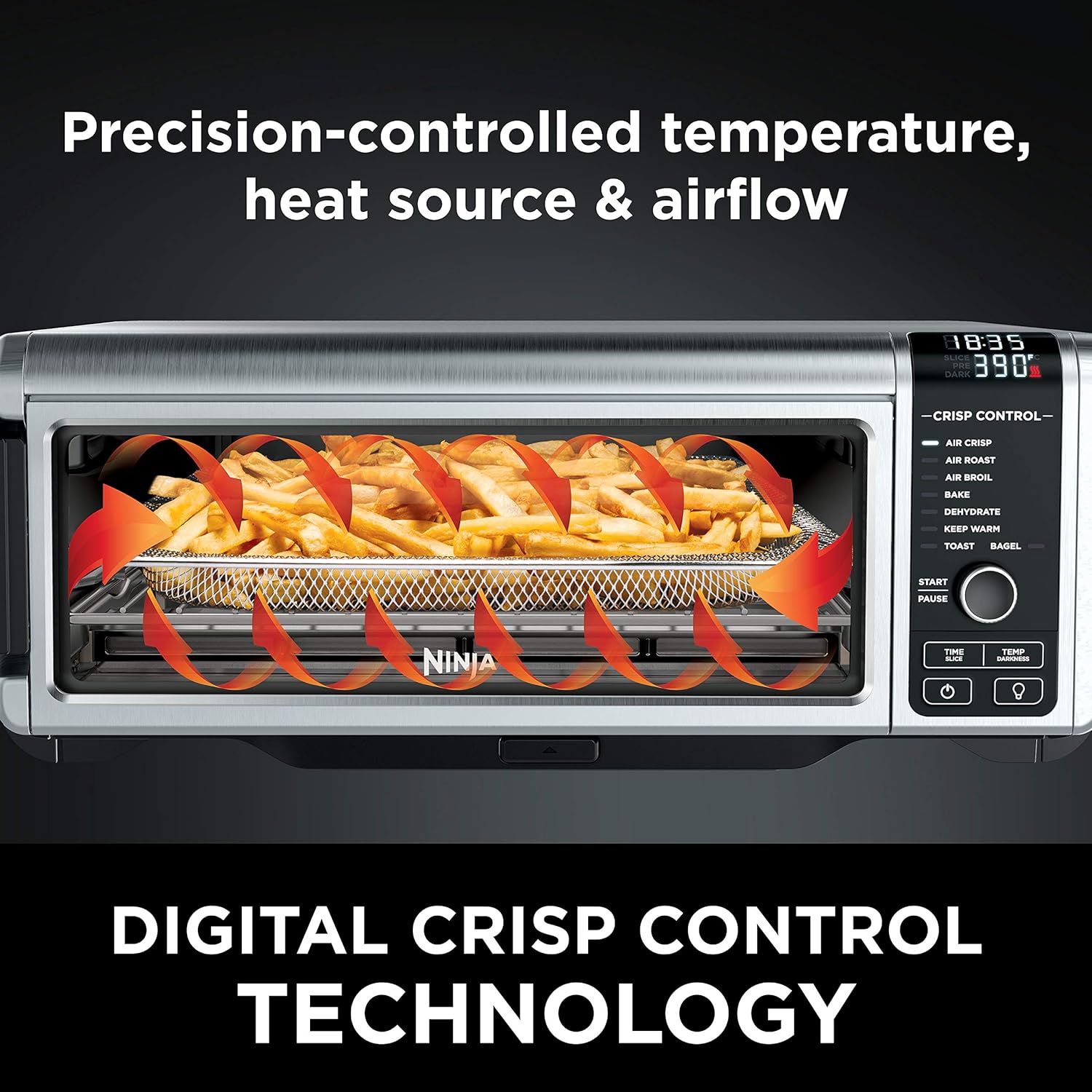 Ninja SP101 Digital Air Fry Countertop Oven with 8-in-1 Functionality, Flip Up & Away Capability for Storage Space, with Air Fry Basket