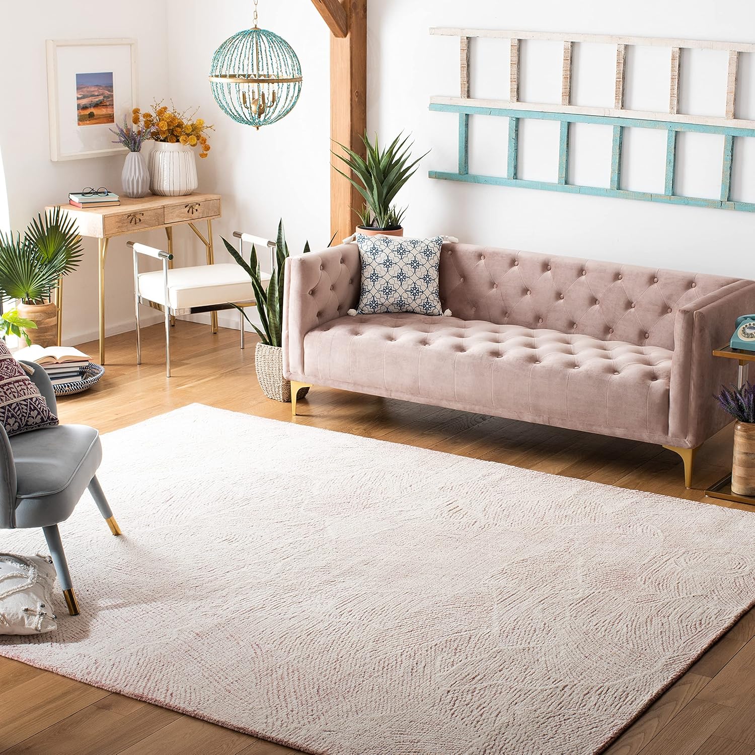 SAFAVIEH Metro Collection Area Rug - 10' x 14', Pink & Ivory, Handmade Wool, Ideal for High Traffic Areas in Living Room, Bedroom (MET999U)