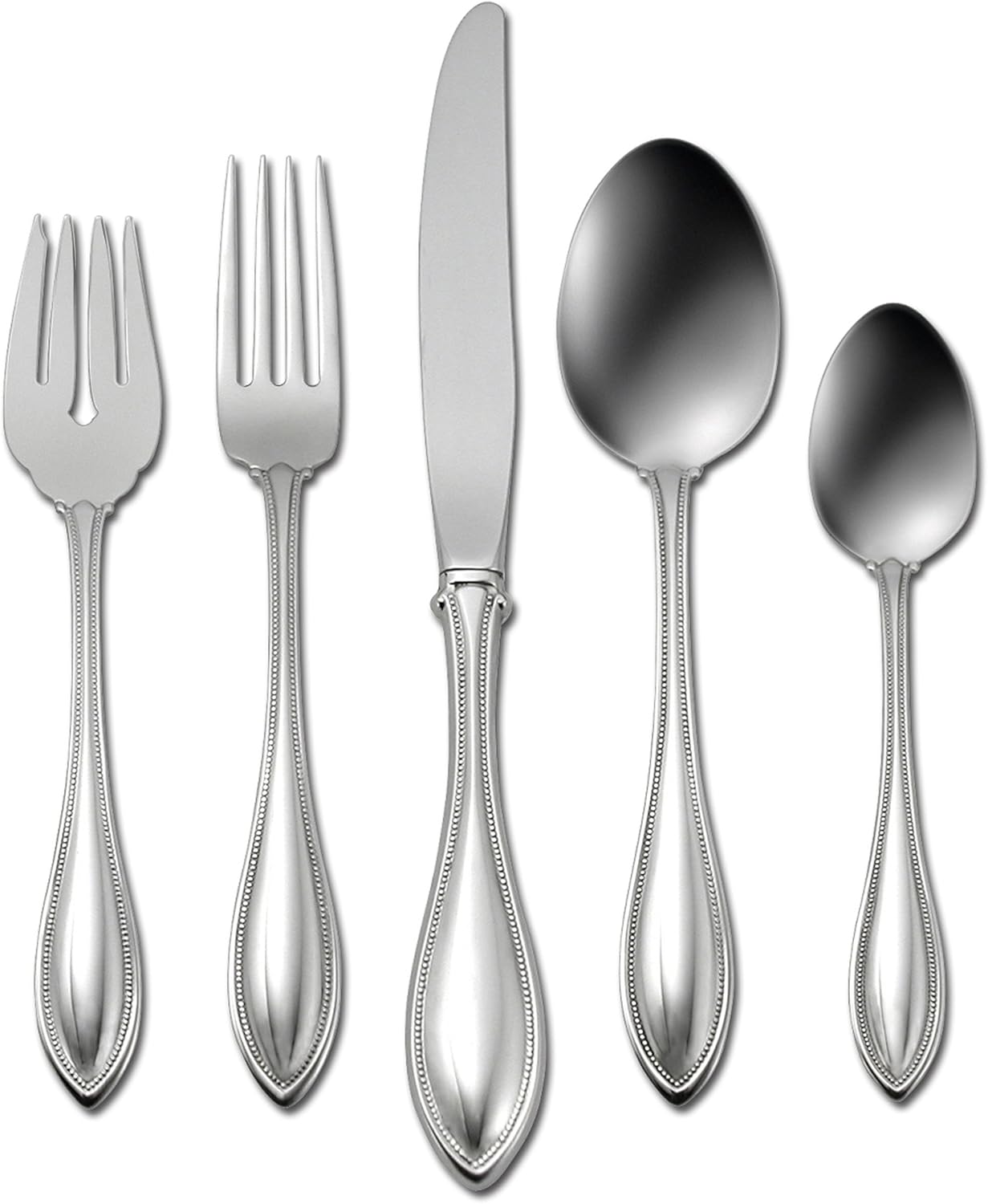 Oneida American Harmony 45 Piece Everyday Flatware, Service for 8, 18/0 Stainless Steel, Silverware Set, Dishwasher Safe, Silver