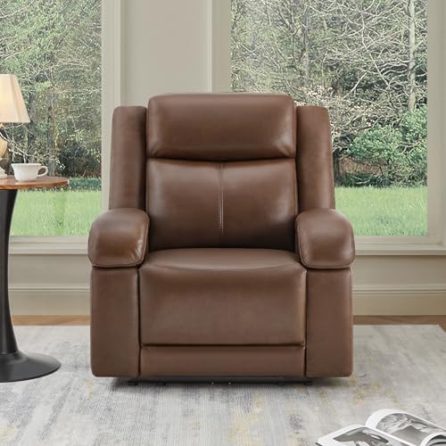 Watson & Whitely Genuine Leather Power Recliner Chairs for Adults, Wall Hugger RV Recliner with Power Headrest & Charging Ports