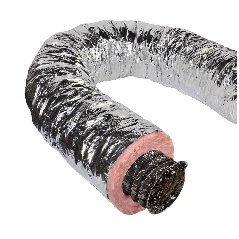 Insulated Flexible DUCT, 12 in. Diameter, 25 ft. Length, R-8.0, Silver