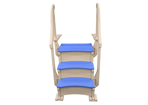 Confer Plastics Curve with Add On in-Pool Inground Pool Step 3 Tread Stair Entry System w/ 2 Handrails & Adjustable Mounting Brackets for In Ground