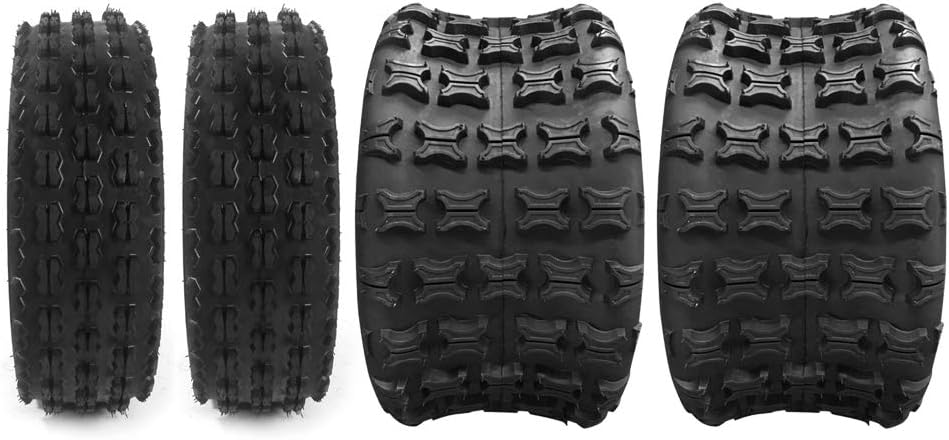 Motorhot Set of 4 Sport ATV UTV Tires 19X7-8 Front & 18X9.5-8 Rear 4 Ply, Tubeless