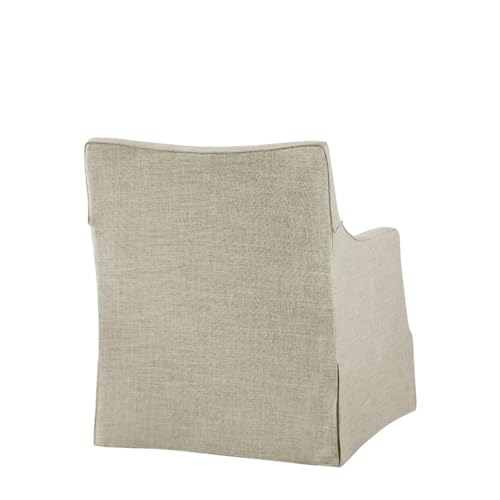 Martha Stewart London Swivel Chair - Solid Wood & Plywood, Skirted Metal Base Accent Armchair