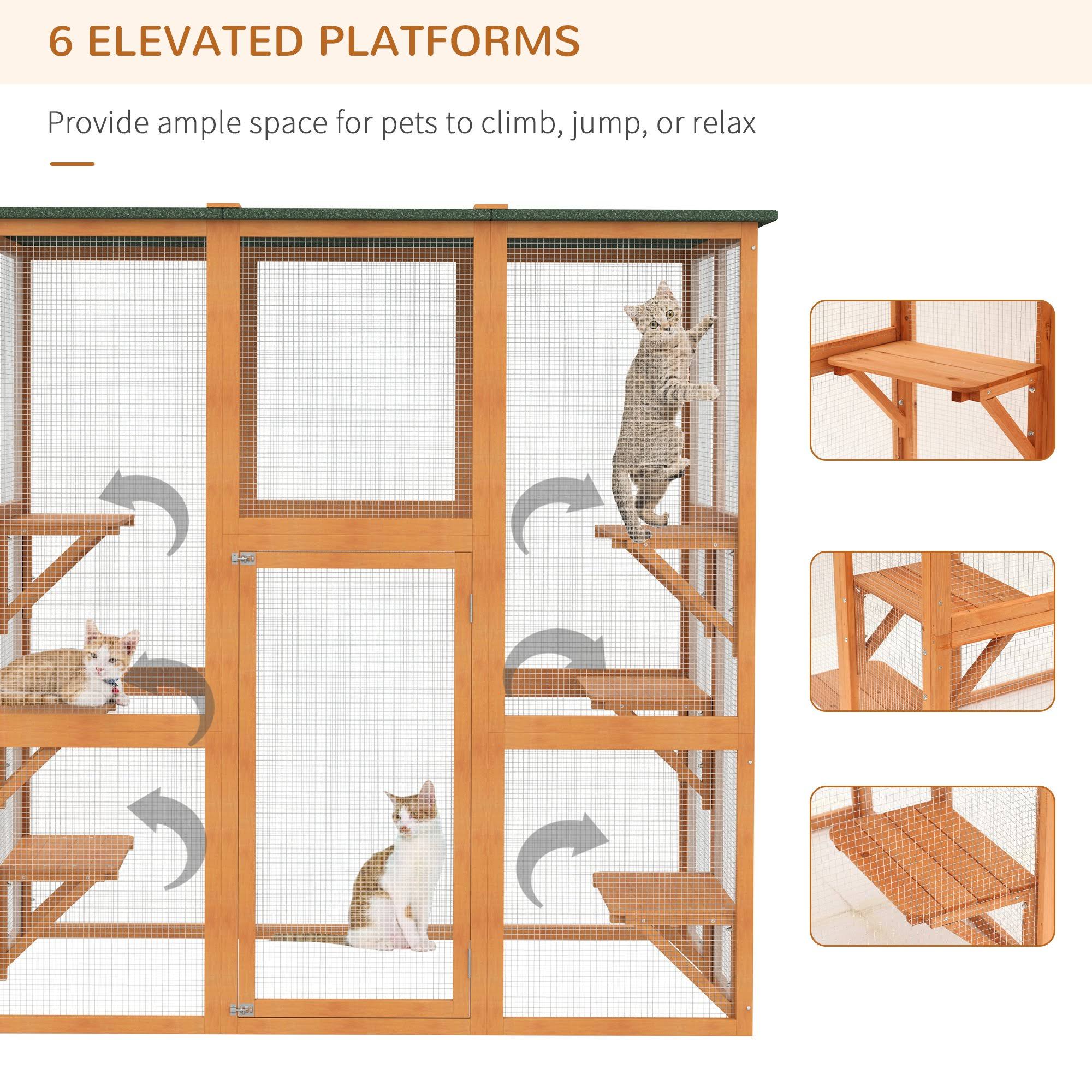 Pawhut Large Tall Wooden Safe Outdoor Cat Enclosure Catio Cage Heavy
