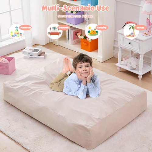 Bean Bag Chairs for Adults - Giant Bean Bag Chair Convertible Bean Bag Bed - Beanbag Chair with Micro Fiber Cover/Furniture Foam Filler