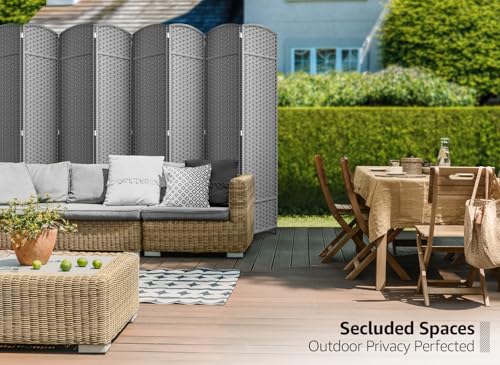 Sorbus 8-Panel Black Room Divider with Double Hinged Panels, 6 ft Tall Folding Privacy Screen