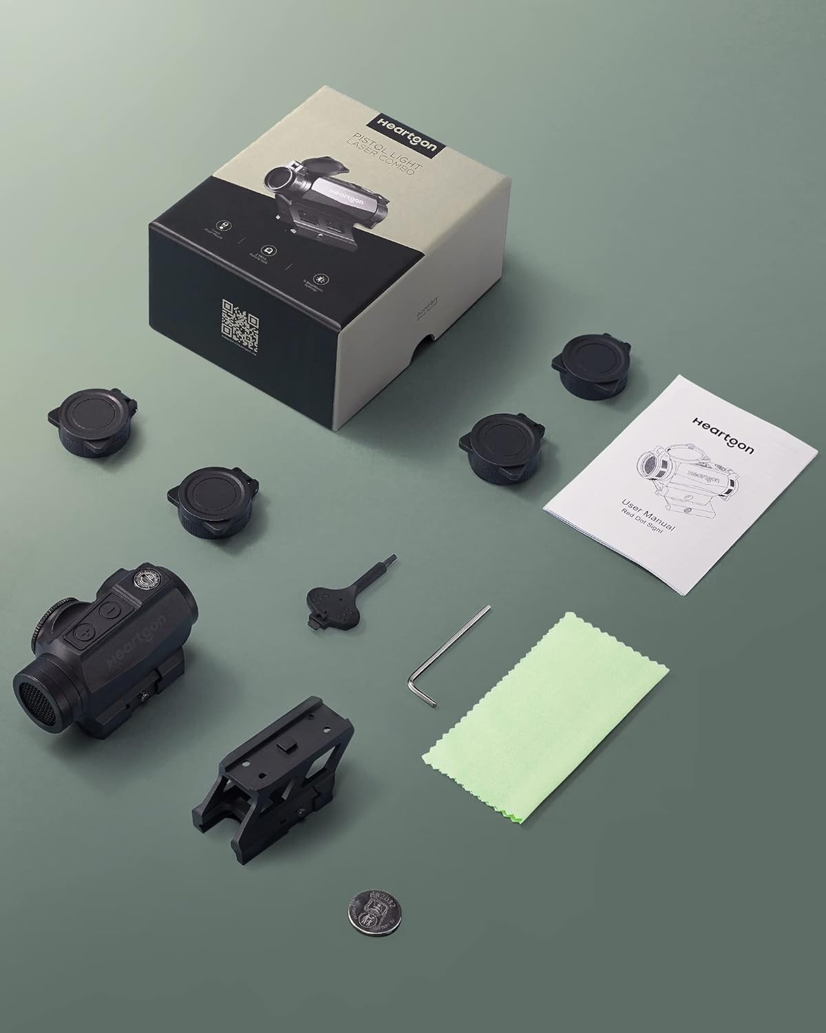 Heartgon Red Dot Sight, 1x21mm 2 MOA Red Dot Scope Auto-Off and Motion Awake with Absolute Co-Witness Riser, 10 Brightness Button Settings