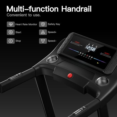 CURSOR FITNESS Home Folding Treadmill with Pulse Sensor, 2.5 HP Quiet Brushless, 7.5 MPH, 265 LBS Capacity