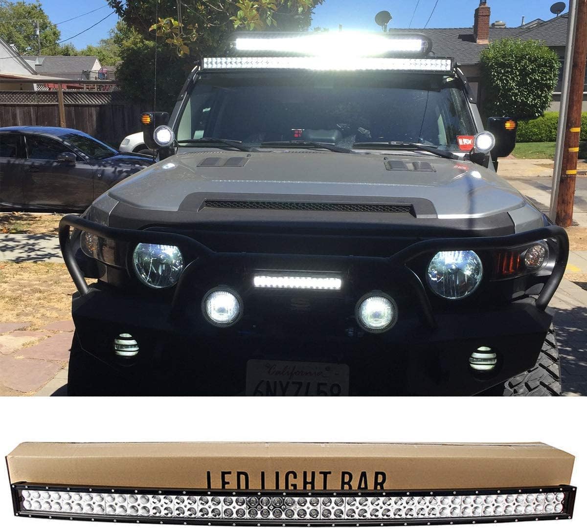 Willpower 50 inch Curved LED Light Bar 288W Double Spot Flood Combo Led Driving Fog Work Lightbar with Mounting Bracket for 4x4 Off Road Boat SUV UTE