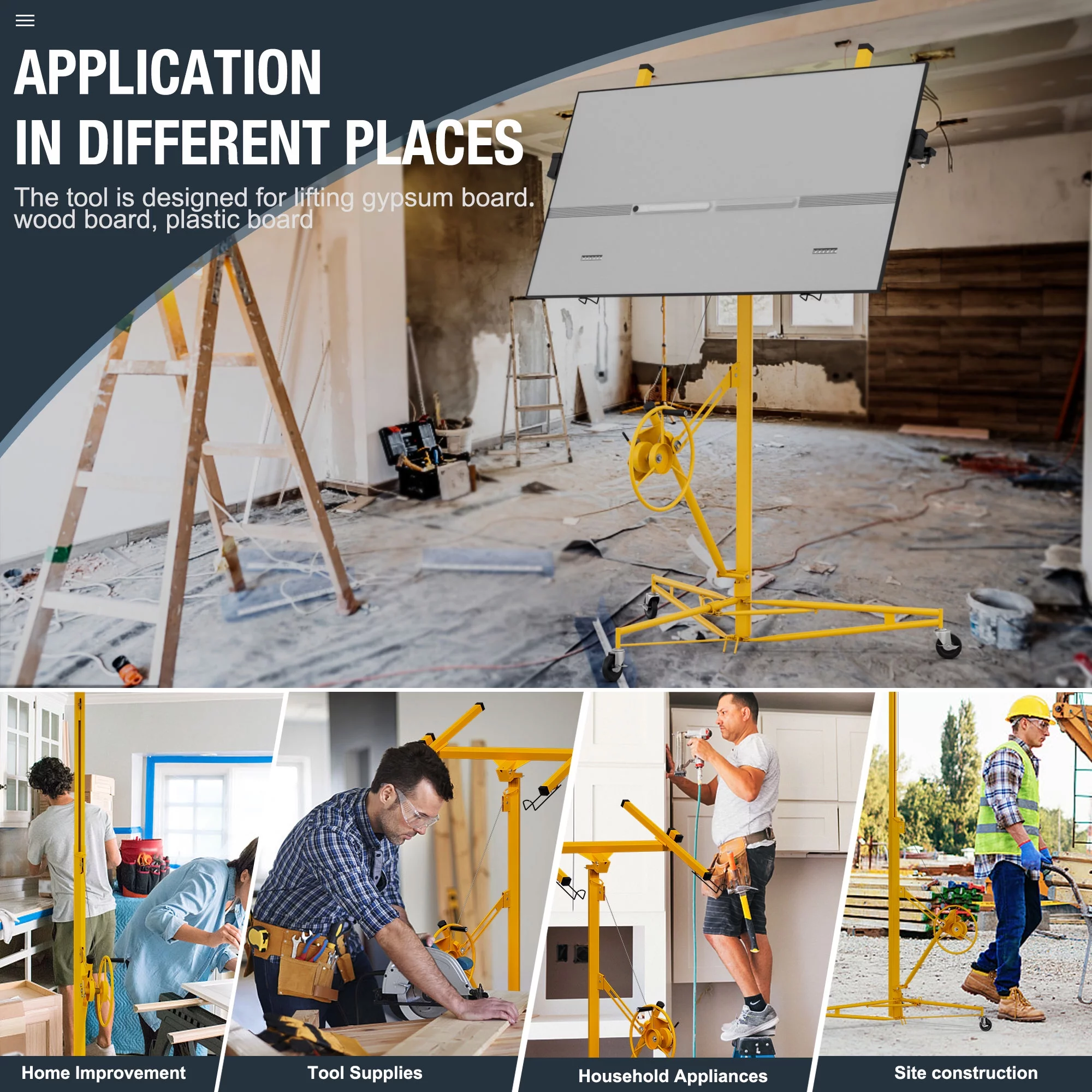 Ufurpie 11FT Drywall Rolling Lifter Panel,Sheetrock Lift, 150lb Weight Capacity Panel Hoist Jack Tool