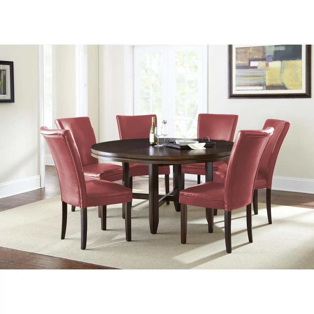 Hartford Parsons Chair in Red Leather with Dark Oak legs