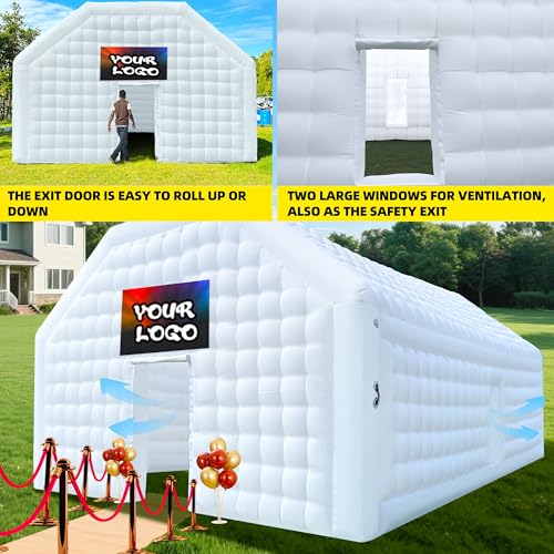 WARSUN Large Black Inflatable Nightclub 20x16.5x12Ft Inflatable Party Tent with Logo Area Inflatable Night Club Tent for Adults Wedding Birthday