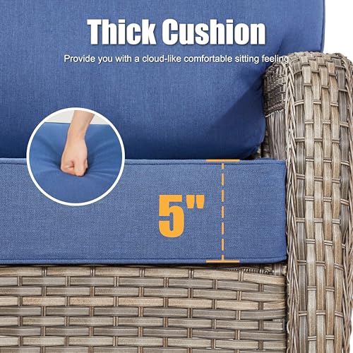 7 Pieces Outdoor Furniture Set with Swivel Chairs