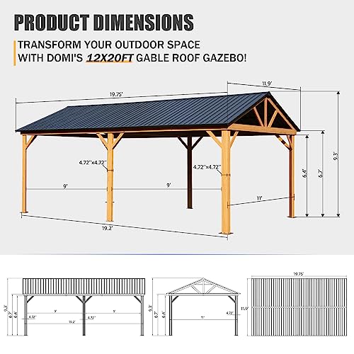 Domi 10' x 10' Hardtop Gazebo Outdoor Metal Gazebo with Galvanized Steel Double Roof Canopy, Curtains and Netting for Patio, Backyard, Deck