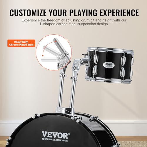 VEVOR Adult 5-Piece Drum Set, 22 Inches Complete Full Size Kit with Bass, Toms, Snare, Floor, Adjustable Throne, Stands, Cymbal