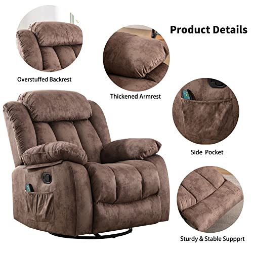 CANMOV Massage Swivel Rocker Recliner Chair with Heat and Vibration