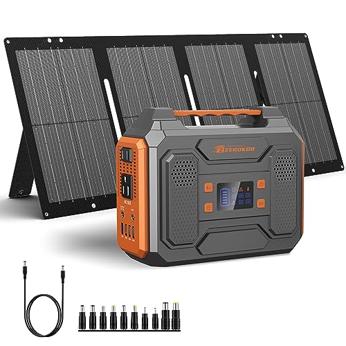 Portable Solar Generator, 300W Portable Power Station with Foldable 60W Solar Panel