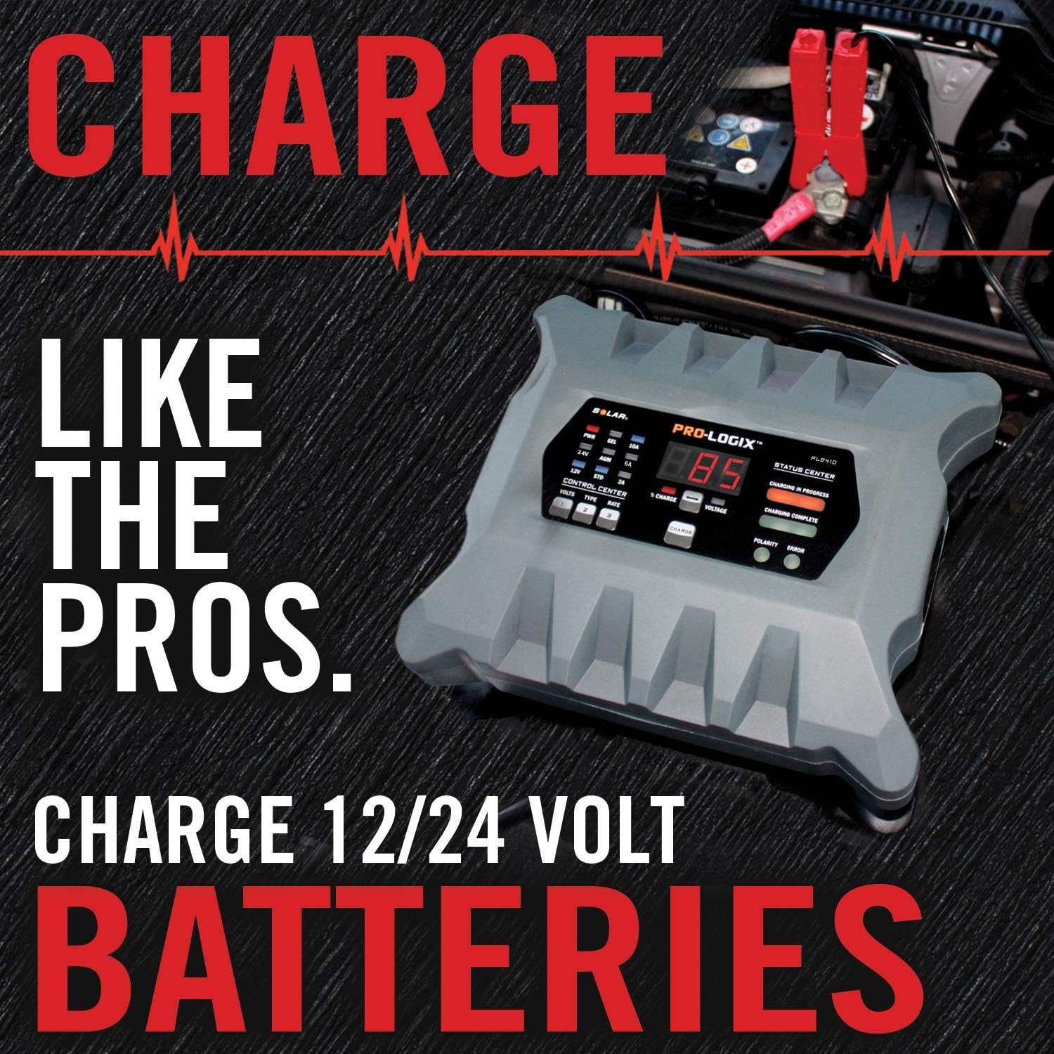 Clore Automotive PL2410 10-Amp Fully-Automatic Smart Charger, 12V and 24V Battery Charger, Battery Maintainer