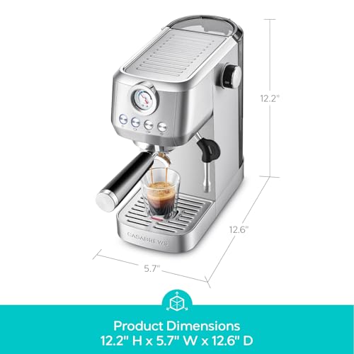 CASABREWS 3700 Gense Espresso Machine 20 Bar, Stainless Steel Espresso Maker With Steam Milk Frother