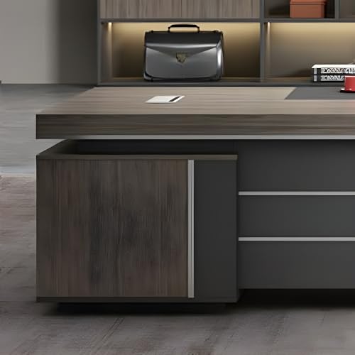 Minimalist L-Shape Executive Desk Computer Desk, Right-hand Return Wooden Executive L Shaped Desk for Home Office